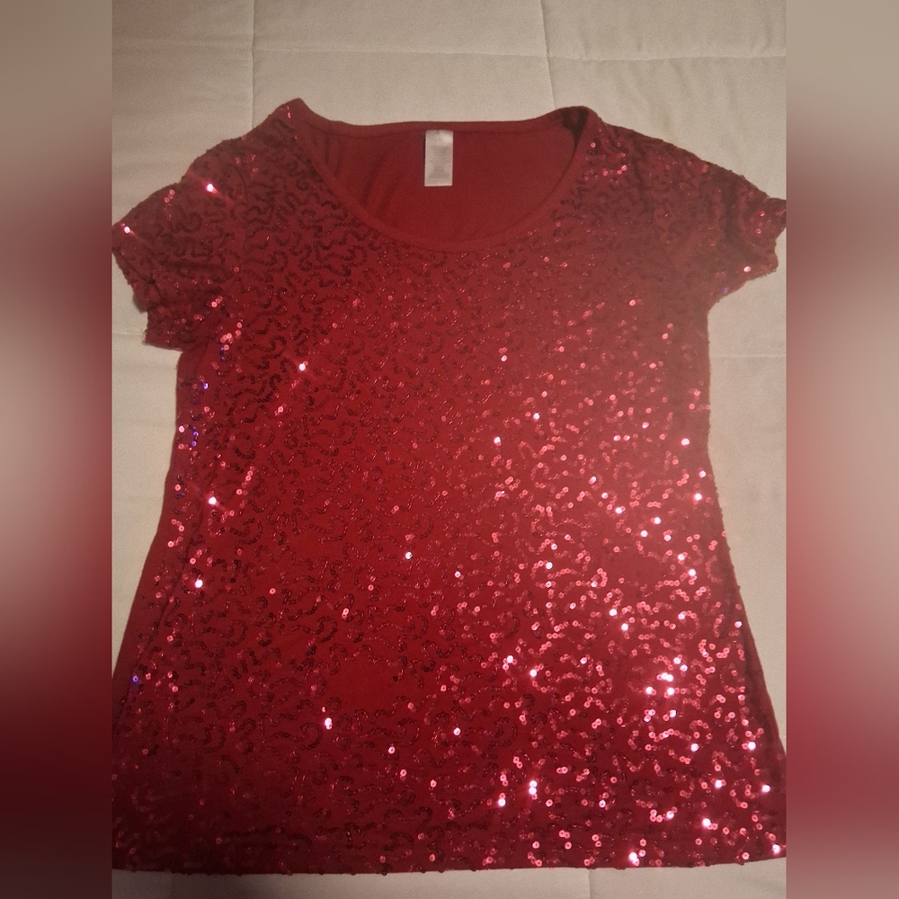 Sequin Red Women's Top - Picture 2 of 5